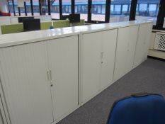 4 x metal tambour fronted cupboards, approx. height: 1150mm x width: 1000mm x depth: 475mm