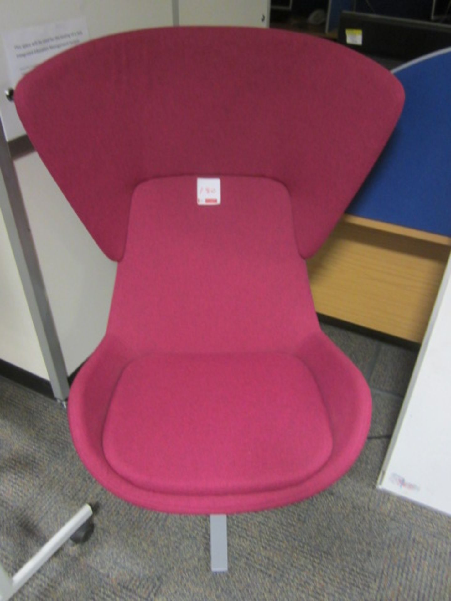 2 x Pink upholstered swivel wing back chairs - Image 2 of 2