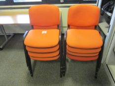 8 x Black framed Orange upholstered stacking meeting chairs