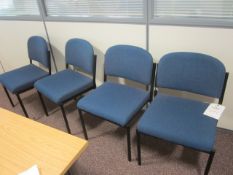 4 x metal framed Blue upholstered stacking meeting chairs