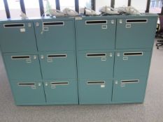 2 x Bisley metal lateral file locker (6 door) with postal slot, approx. height: 1300mm x width: