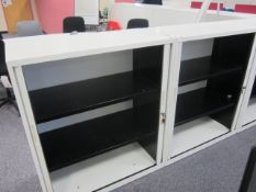 2 x metal tambour fronted cupboards, approx. height: 1150mm x width: 1000mm x depth: 475mm