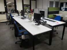 Bench suites comprising of: 5 x pod desks - mounted on one metal frame, approx. 1600mm x 800mm per