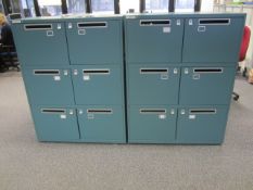 2 x Bisley metal lateral file locker (6 door) with postal slot, approx. height: 1300mm x width: