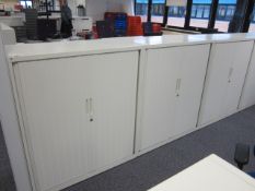 4 x metal tambour fronted cupboards, approx. height: 1150mm x width: 1000mm x depth: 475mm