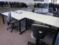 Bench suites comprising of: 2 x pod desks - mounted on one metal frame, approx. 3.2m x 800mm, 1 x