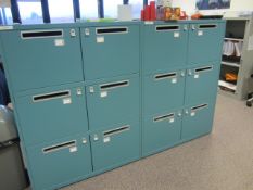 5 x Bisley metal lateral file locker (6 door) with postal slot, approx. height: 1300mm x width: