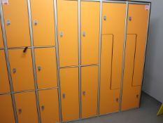 6 x metal changing room lockers, various locker configurations, approx. size width: