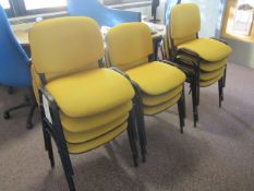 11 x metal framed Yellow upholstered stacking meeting chairs