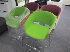 4 x brushed frame upholstered breakfast bar chairs (2 x Green / 2 x Burgundy)