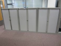 4 x Bisley metal tambour fronted cupboards, approx. height: 1300mm x width: 1000mm x depth: 470mm