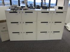 2 x Bisley metal lateral file lockers (6 door) with postal slot, approx. height: 1150mm x width: