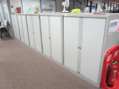 5 x Bisley metal tambour fronted cupboards, approx. height: 1300mm x width: 1000mm x depth: 470mm