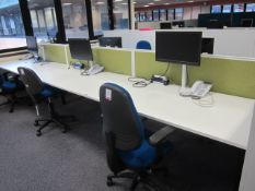 Bench suite comprising of: 6 x pod desks - mounted on one metal frame - approx. overall size 1.6m