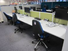 Bench suite comprising of: 6 x pod desks - mounted on one metal frame - approx. overall size 1.6m