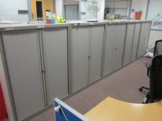 5 x Bisley metal tambour fronted cupboards, approx. height: 1300mm x width: 1000mm x depth: 470mm