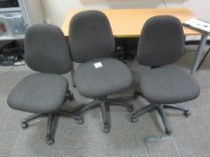 3 x Black upholstered swivel chairs