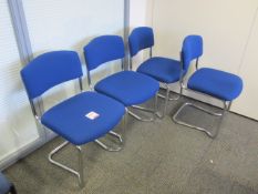 4 x chrome framed counter lever Blue upholstered meeting chairs