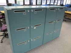 2 x Bisley metal lateral file locker (6 door) with postal slot, approx. height: 1300mm x width: