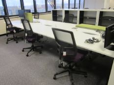Bench suite comprising of: 6 x pod desks - mounted on one metal frame - approx. overall size 1.6m