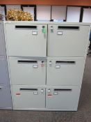 7 x Bisley metal lateral file locker (6 door) with postal slot, approx. height: 1300mm x width: