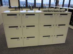 2 x Bisley metal lateral file lockers (6 door) with postal slot, approx. height: 1150mm x width: