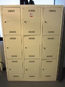 Bisley metal 9 single door coin operated changing room lockers, width: 1200mm x height: 1700mm x