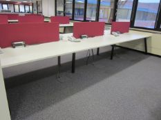 Bench suite comprising of: 6 x pod desks - mounted on one metal frame - approx. overall size 1.6m