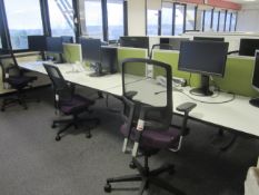 Bench suite comprising of: 6 x pod desks - mounted on one metal frame - approx. overall size 1.6m