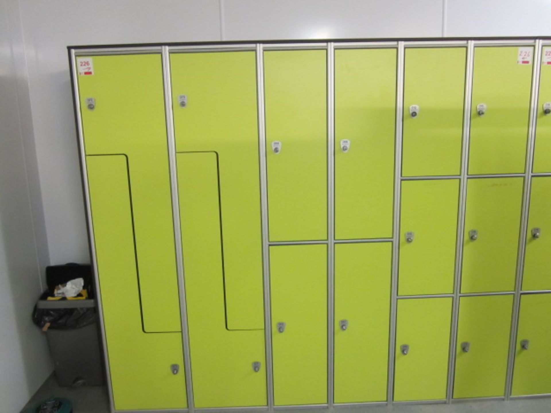 6 x metal changing room lockers, various locker configurations, approx. size width: