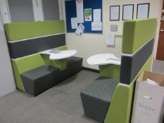 Breakout soft seating booth comprising of:, 2 x upholstered sofas with high back screen, approx.
