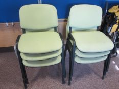 6 x metal framed Green upholstered stacking meeting chairs