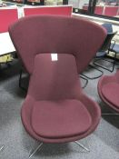 2 x Burgundy upholstered wing back chairs