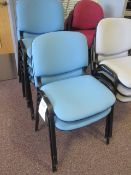 6 x metal framed Blue upholstered stacking meeting chairs