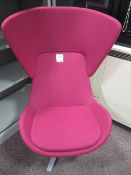 2 x Pink upholstered swivel wing back chairs