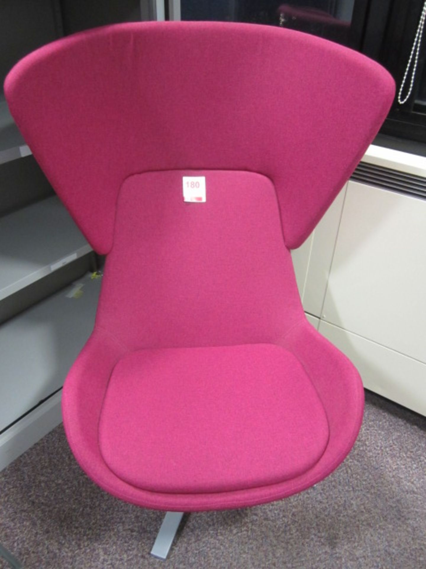 2 x Pink upholstered swivel wing back chairs