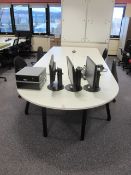 Bench suite comprising of: 4 x pod desks - mounted on one metal frame - approx. size 1.6m x 3.2m,