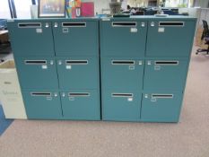 2 x Bisley metal lateral file locker (6 door) with postal slot, approx. height: 1300mm x width: