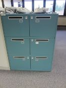 2 x Bisley metal lateral file locker (6 door) with postal slot, approx. height: 1300mm x width: