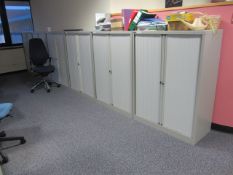 6 x Bisley metal tambour fronted cupboards, approx. height: 1300mm x width: 1000mm x depth: 470mm