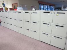 5 x Bisley metal lateral file locker (6 door) with postal slot, approx. height: 1300mm x width: