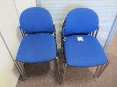 6 x chrome frame Blue upholstered stacking meeting chairs