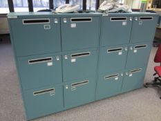 2 x Bisley metal lateral file locker (6 door) with postal slot, approx. height: 1300mm x width: