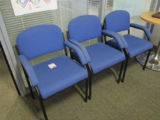 11 x Blue upholstered meeting chairs ( 8 x stacking / 3 x with arms)