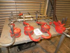 Seven Various Manual Oil Pumps c/w Steel TableLot located at: Unit 2 Stonestile Business Park,