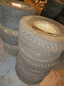 Six Various Worn Ride On Mower/Tractor Tyres c/w RimsLot located at: Unit 2 Stonestile Business