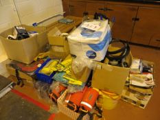 Various PPE Equipment to include Coveralls Throw Bags Sharpes Boxes Ear Protectors Respiratory Masks