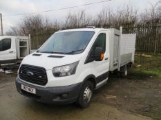 Ford Transit 350 L3 RWD diesel drop side twin wheel lorry with beaver tail. Registration Number SN17