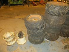 Qty of Various Ride On Mower/Tractor Part Worn Tyres & Rims as LottedLot located at: Unit 2