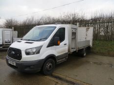Ford Transit 350 L3 RWD diesel drop side twin wheel lorry with beaver tail. Registration Number SN17